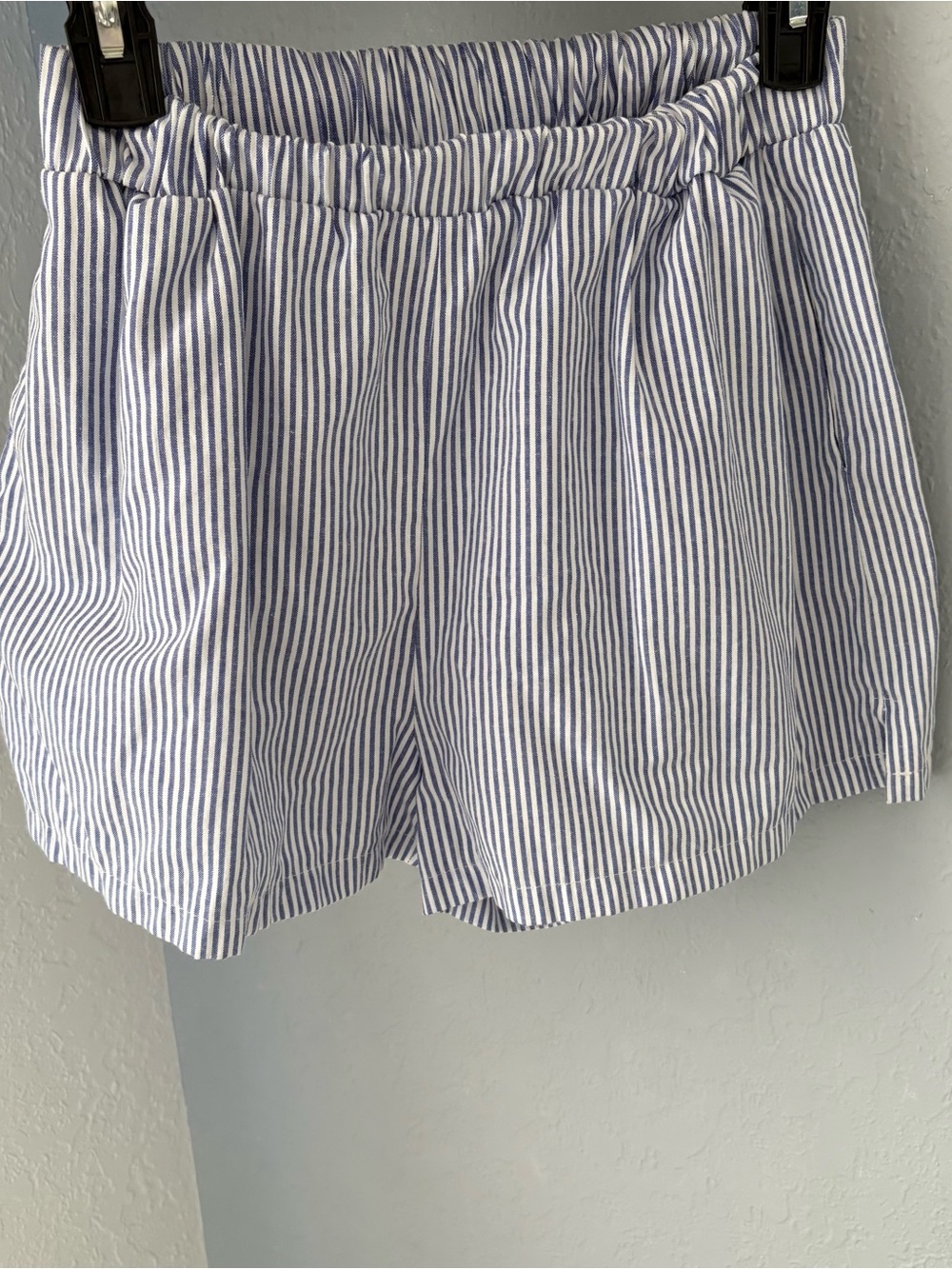 High-Waist Blue and White Striped Women’s Shorts